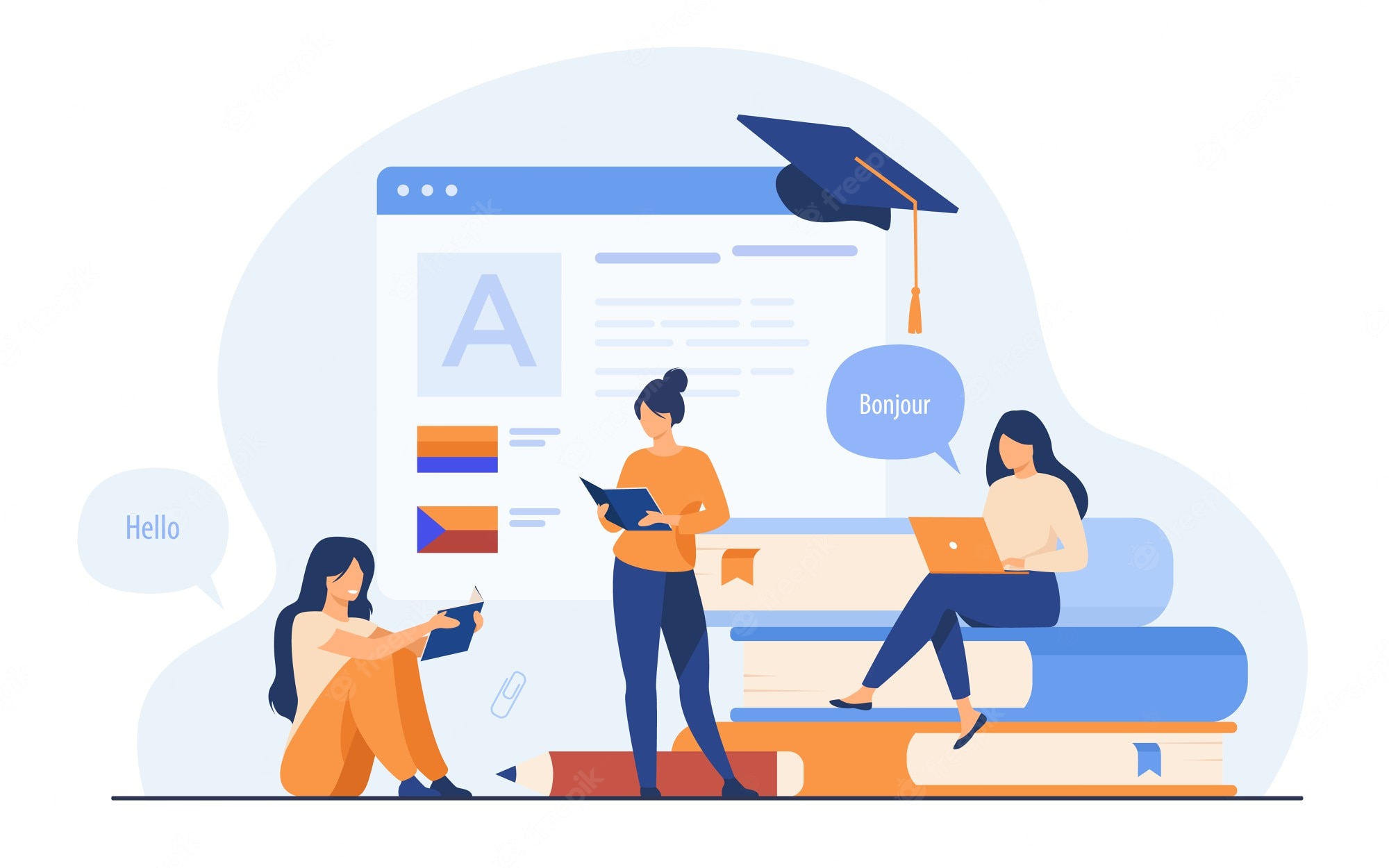 happy-women-learning-language-online-isolated-flat-vector-illustration-cartoon-female-characters-taking-individual-lessons-through-messenger-education-digital-technology-concept_74855-10088